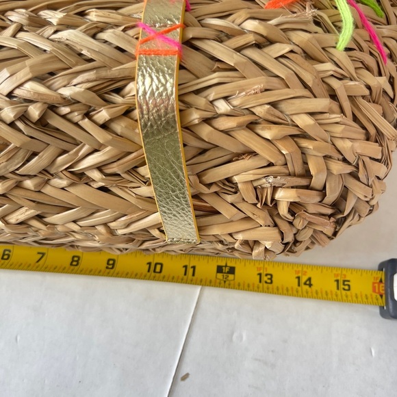 Lilly Pulitzer Straw Baja Tassel Pompom Colorful Tote Beach Pool Vacation - Picture 8 of 9